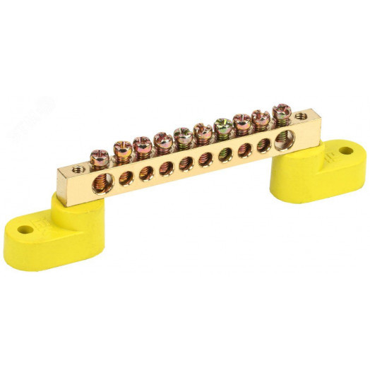 Шина PE земля на двух угловых изоляторах ШНИ-6х9-10-У2-Ж