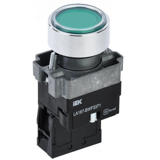 Кнопка LA167-BWF3371 d=22мм RC 1з с подсвет зеленая