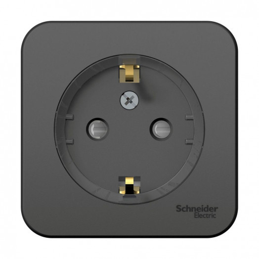Розетка наружная BLANCA с заземлением со шторками (тонкая) изоляционная пластина 16А 250В антрацит