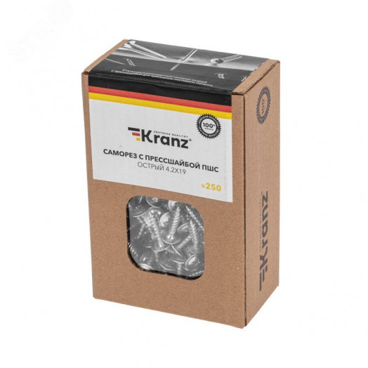 Саморез с прессшайбой ПШС острый 4,2х19, короб (250 шт/уп)