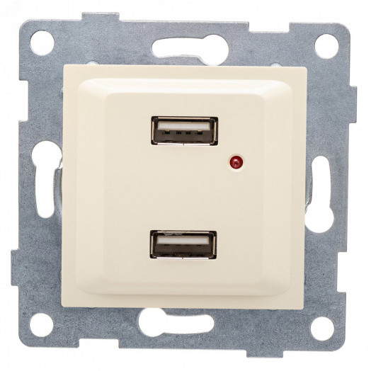 GUSI Ugra механизм розетки USB,  двойной,  скрытая  установка. Цвет  бежевый.