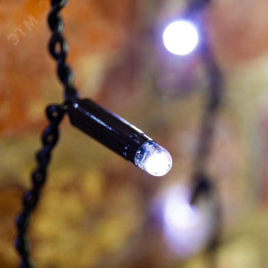 Гирлянда светодиодный Дождь 2х3 м, эффект мерцания, черный провод, 230 В, диоды белые