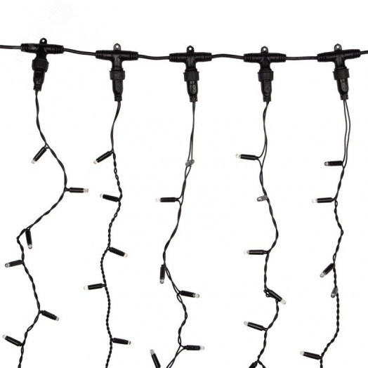 Гирлянда светодиодный Дождь 2х3 м, эффект мерцания, черный провод, 230 В, диоды белые