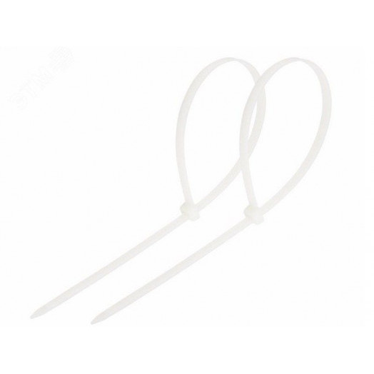 Хомут-стяжка кабельная нейлоновая 250x7,6 мм, белая, упаковка 100 шт, REXANT