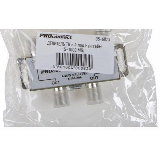 Делитель ТВ х 4 под F разъём 5-1000 МГц PROCONNECT