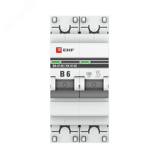 Автоматический выключатель 2P 6А (В) 4,5kA ВА 47-63 EKF PROxima