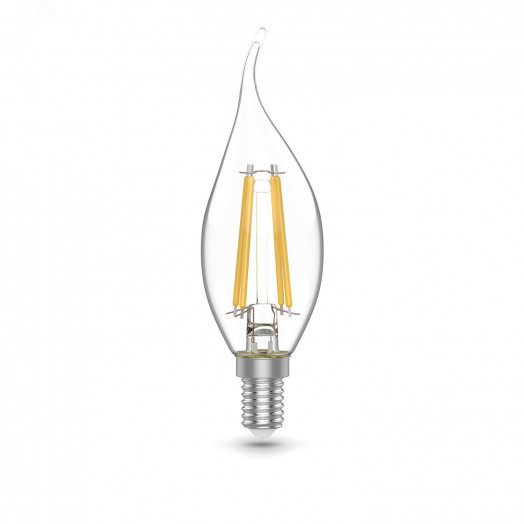 Лампа светодиодная филаментная LED 4.5 Вт 420 лм 4100К свеча на ветру нейтральный E14 AC 220В прозрачная колба Basic Gauss