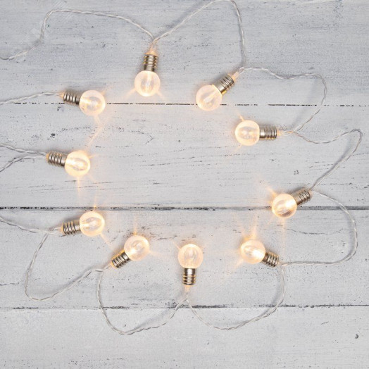 Гирлянда светодиодная Лампочки 10 LED, 1.5 м, прозрачный ПВХ, тёплый белый свечение, 2 х АА (батарейки не в комплекте)