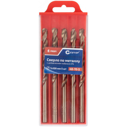 Сверло по металлу Cutop Profi с кобальтом 5%, 7X109 мм (5 шт)