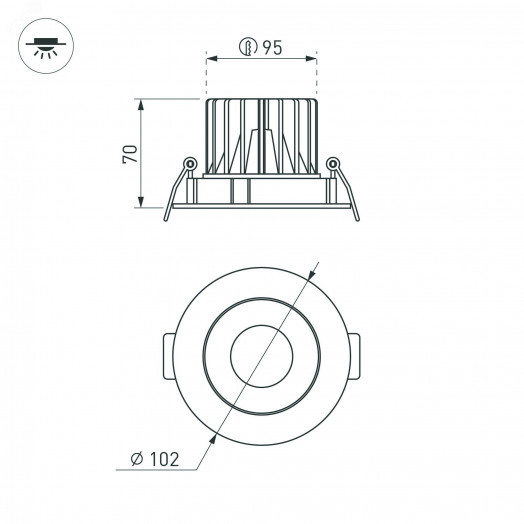 Светильник MS-FORECAST-BUILT-TURN-R102-12W Warm3000 (WH-WH, 32 deg, 230V) (Arlight, IP20 Металл, 5 лет)