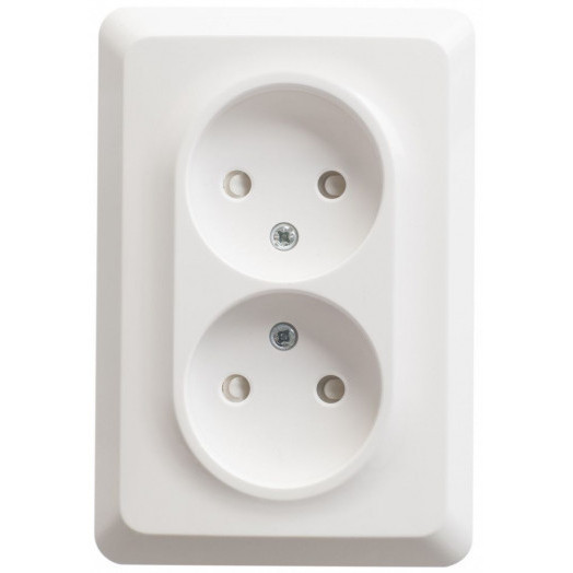 ЭТЮД Розетка двойная скрытой установки без заземления со шторками 16А 250B, белый