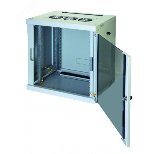 Шкаф настенный Racknet F30 6U 600х450, передняя дверь стеклянная, светло-серый