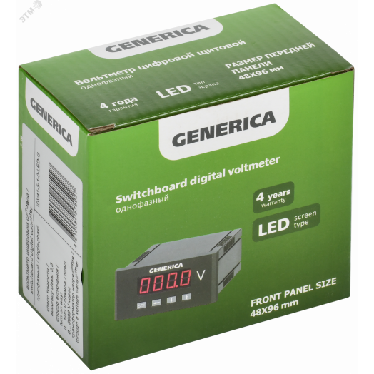 Амперметр цифровой щитовой однофазный 48х96мм LED GENERICA