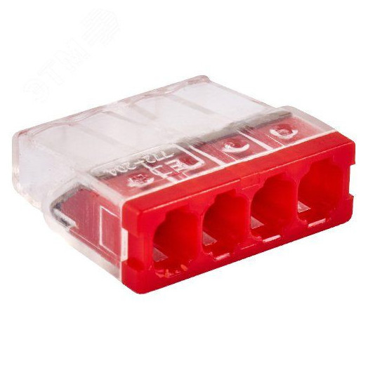 Клемма соединительная  4-контактная с пастой Elеctrodeel ED 772-204, сечение 0,5-2,5 мм2, 24А/450В (упаковка 100 штук)