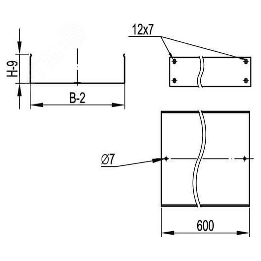 Расширение телескопическое для лотка 150х100x600мм горячеоцинкованное