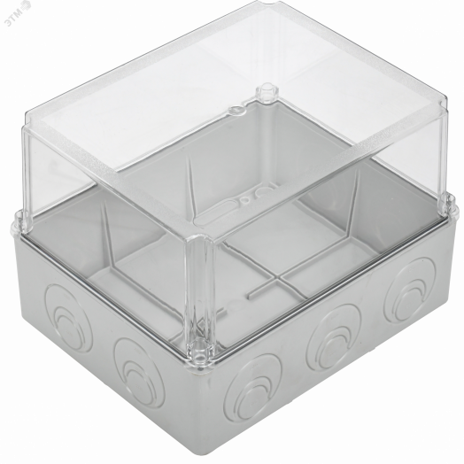 Коробка КМ41278 распаячная для открытой проводки 240х195х165мм IP55 (RAL7035 прозрачный красный кабельные вводы 5 шт)