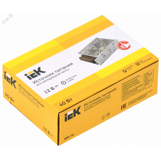 Драйвер LED ИПСН-PRO 40Вт 12 В блок - клеммы IP20 IEK