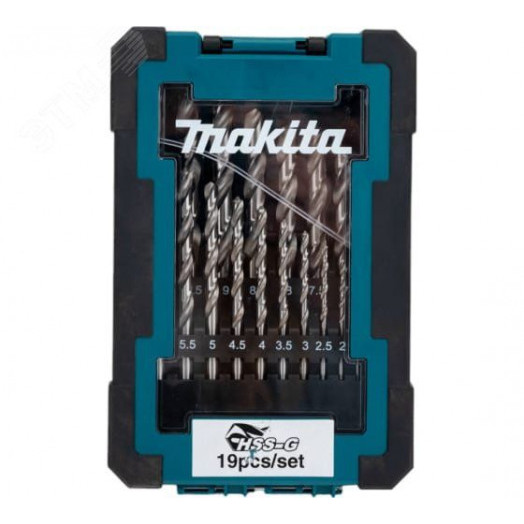 Сверла по металлу HSS-G, набор 19 шт (1-10мм, шаг 0.5мм)