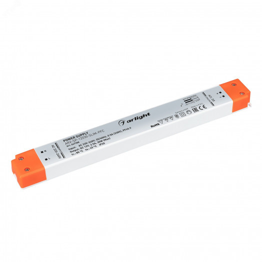 Блок питания ARV-SP-12030-SLIM-PFC (12V, 2.5A, 30W) (Arlight, IP20 Пластик, 5 лет)