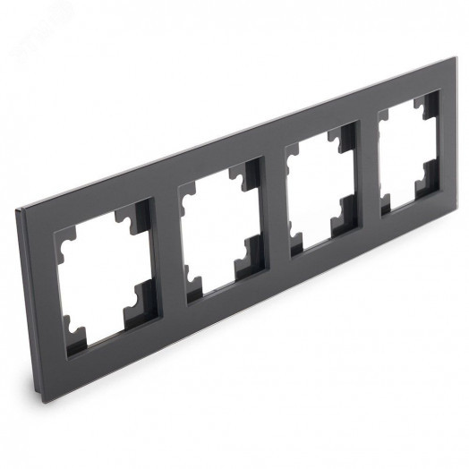 Рамка четырехместная горизонтальная, Катрин, черный,