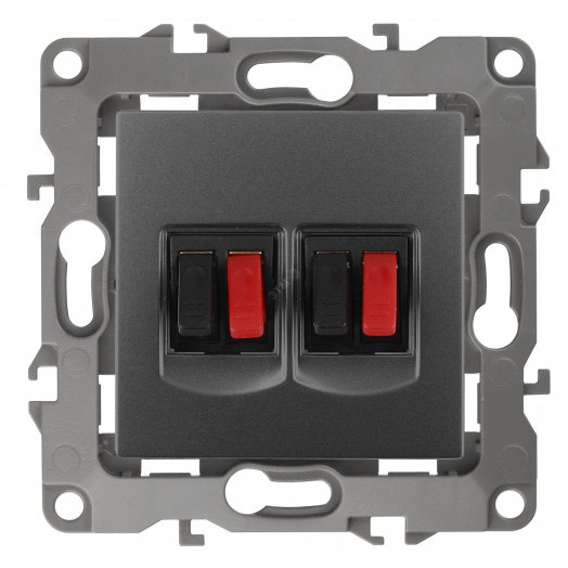 Розетка аудио двойная, Эра12, графит, 12-3112-12