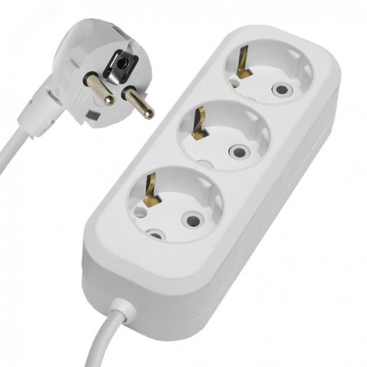 Удлинитель трехместный с/з 3x0,75, 7м, Home, белый,