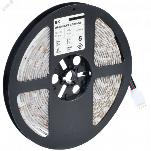 Лента светодиодная 5м LSR-5050RGB30-7,2-IP65-12В IEK