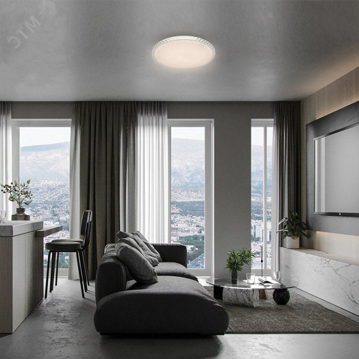 Светильник светодиодный ДБО-36w круглый матовый с эффектом Звездного неба регулировкой цветовой температуры 3000-6500К светового потока max 2900Лм и режима освещенности с пультом управления и таймером выключения