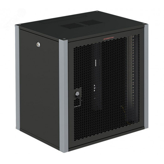 Шкаф телекоммуникационный настенный 19' 18U дверь перфорированная IP20. 600x350x852mm(ШхГхВ) цвет черный(RAL 9004/RAL7000)