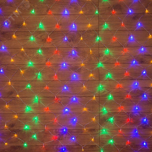 Гирлянда Сеть 1,5х1,5 м, прозрачный ПВХ, 96 LED мультиколор