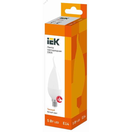 Лампа светодиодная CB35 свеча на ветру 5Вт 230В 3000К E14 IEK