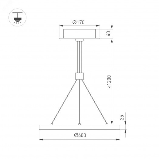 Светильник SP-CONGO-CAN-1-R600-36W Warm3000 (BK, 120 deg, 230V) (Arlight, IP20 Металл, 5 лет)