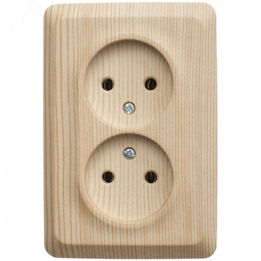 ЭТЮД Розетка угловая двойная открытой установки без заземления без шт. 16А 250B,сосна