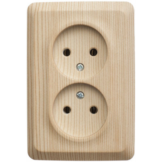 ЭТЮД Розетка угловая двойная открытой установки без заземления без шт. 16А 250B,сосна