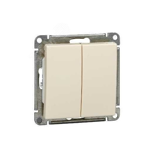 W59 Переключатель двухклавишный, 10АХ, механизм, слоновая кость