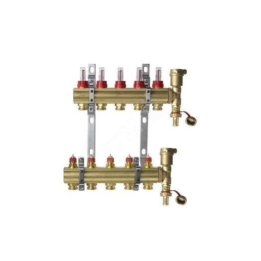 Коллекторная группа с расходомерами 1'x5 выходов 3/4' с преднастройкой и воздухоотводчиками FHF-5F set