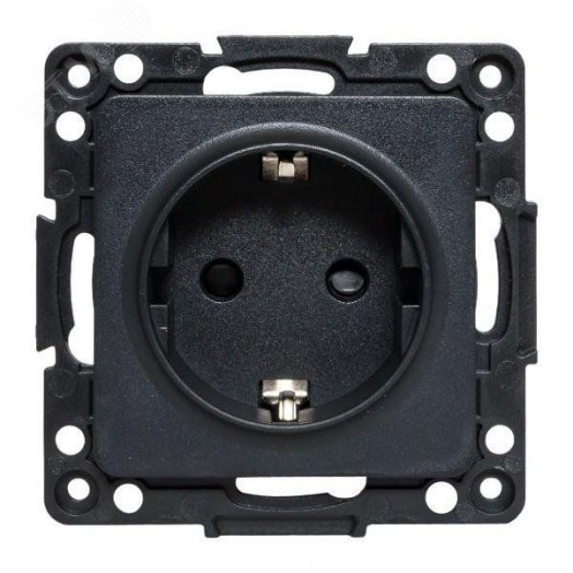 Стокгольм Механизм Розетки 1-местной с/з 16А черный с защ. штор.