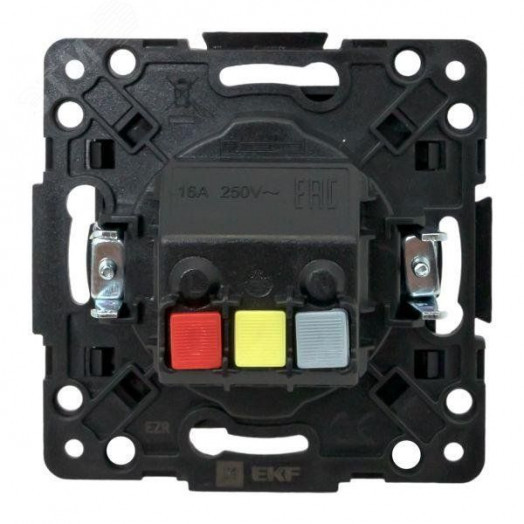Стокгольм Механизм Розетки 1-местной с/з 16А черный с защ. штор.