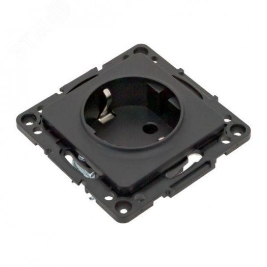 Стокгольм Механизм Розетки 1-местной с/з 16А черный с защ. штор.