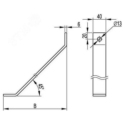 Укосина для консолей и подвесов 300мм горячеоцинкованная