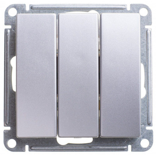 W59 Выключатель трехклавишный, 10АХ, механизм, матовый хром