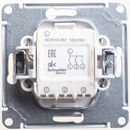 W59 Выключатель трехклавишный, 10АХ, механизм, матовый хром