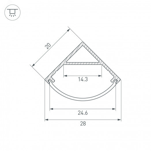 Профиль SL-KANT-H20-2000 ANOD (Arlight, Алюминий)