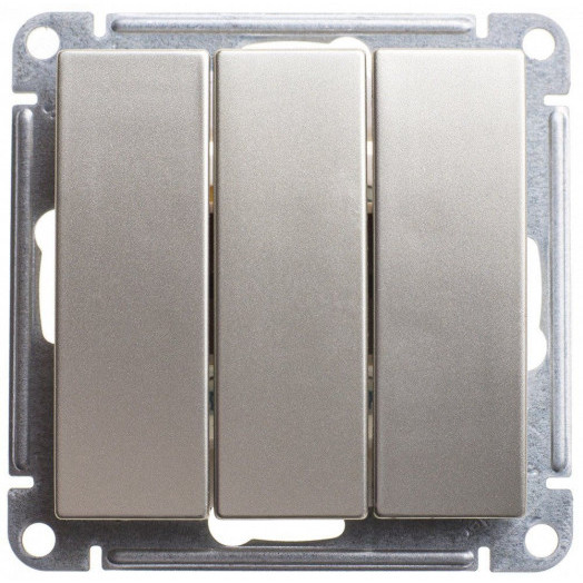 W59 Выключатель трехклавишный, 10АХ, механизм, шампань