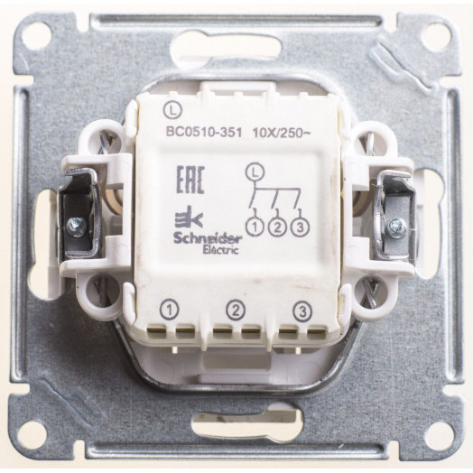 W59 Выключатель трехклавишный, 10АХ, механизм, шампань