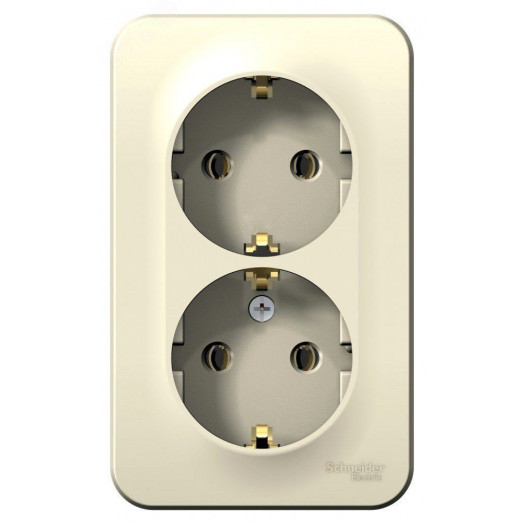 BLANCA розетка наружная двойная с заземлением, без шторок, с изолирующей пластиной, 16А, 250В, молочный