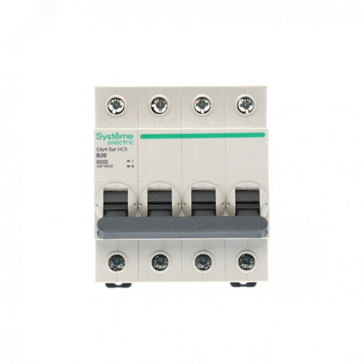 Выключатель автоматический четырехполюсный (АВ) B 20А 4P 6kA 400В City9 Set