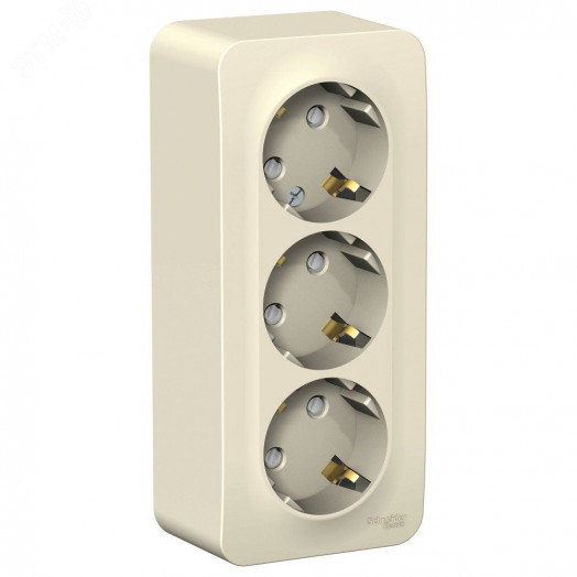 BLANCA розетка наружная 3-я с заземлением со шторками с изолирующей пластиной, 16А, 250В, молочный