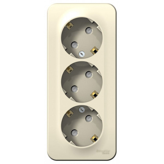 BLANCA розетка наружная 3-я с заземлением со шторками с изолирующей пластиной, 16А, 250В, молочный