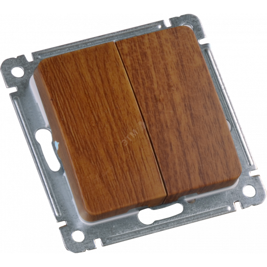 MASTER Переключатель двухклавишный скрытой установки, в рамку, дуб